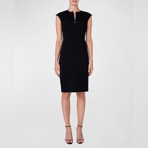 Akris Punto Black Cap-Sleeve Midi Sheath Dress. Size 6. NWOT. MSRP $995